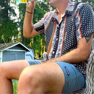 Elephant geometric print casual button up shirt